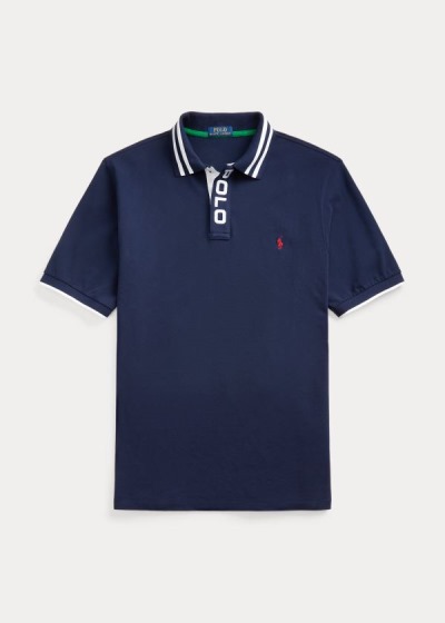 Camisa Polo Polo Ralph Lauren Hombre Azul Marino - Striped-Collar Mesh - WPYXS3062